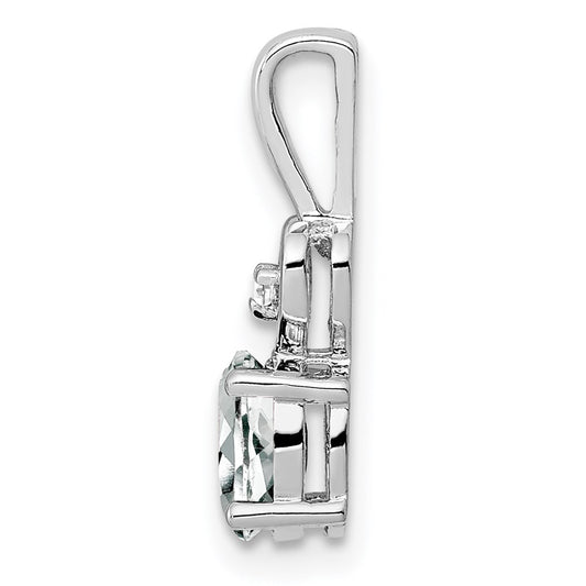 Sterling Silver Rhodium-plated White Topaz & Diam. Pendant QBPD23APR