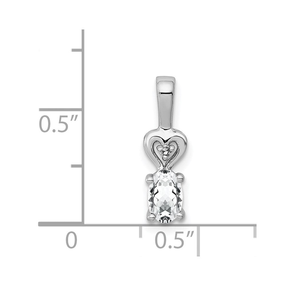 Sterling Silver Rhodium-plated White Topaz & Diam. Pendant QBPD23APR