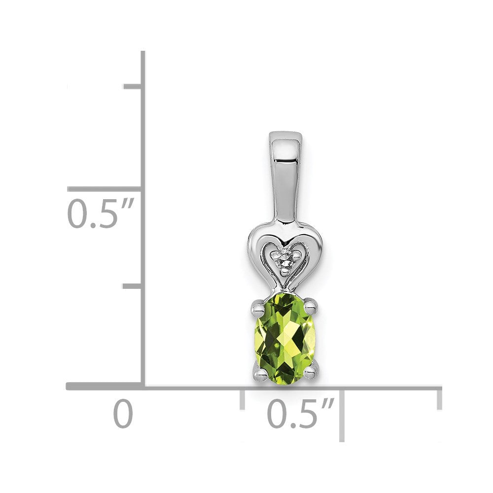 Sterling Silver Rhodium-plated Peridot & Diam. Pendant QBPD23AUG