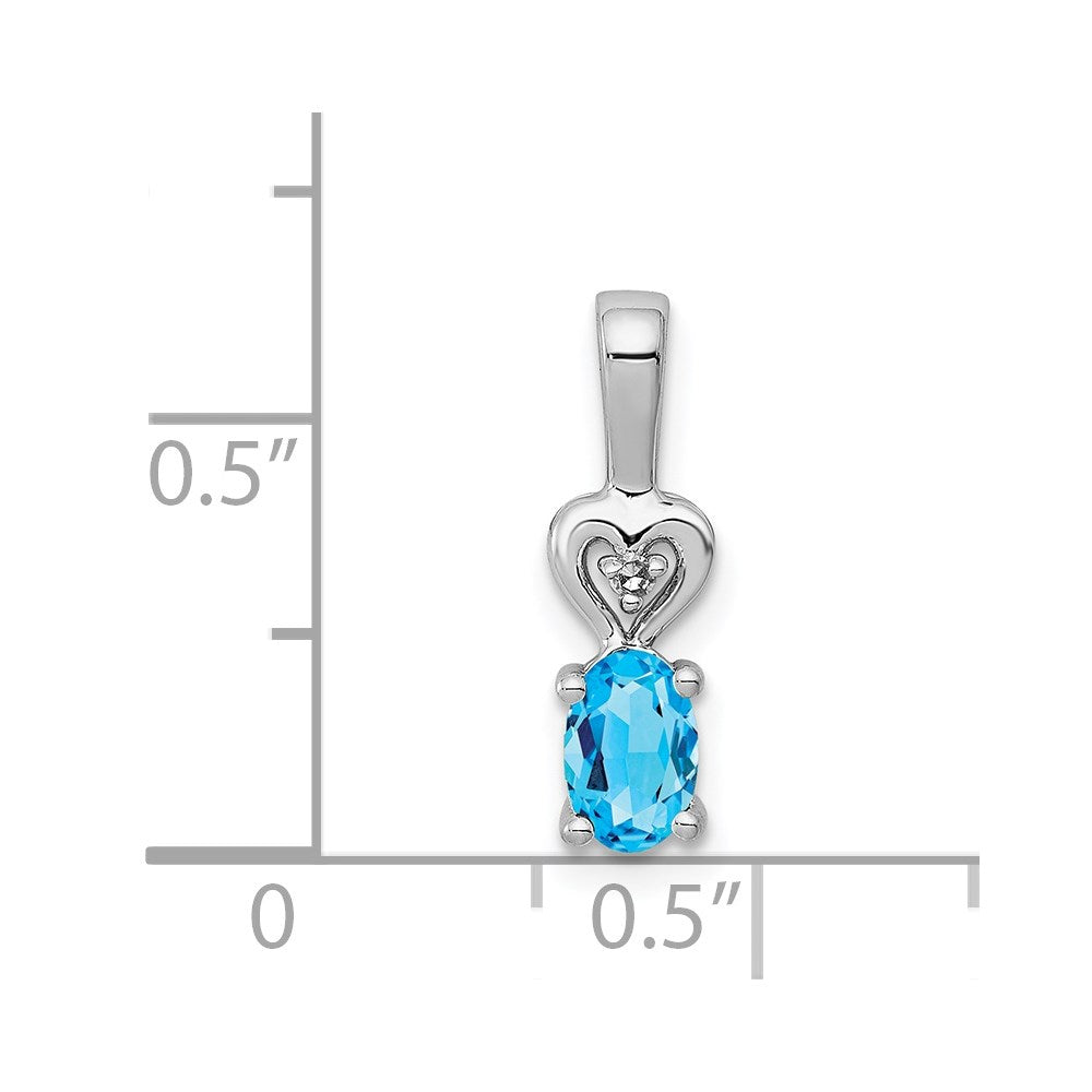 Sterling Silver Rhodium-plated Light Swiss Blue Topaz & Diam. Pendant QBPD23DEC