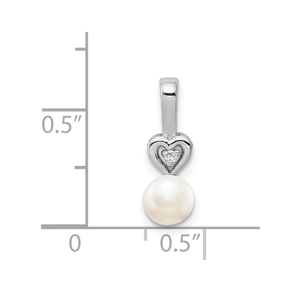 Sterling Silver Rhodium-plated FW Cultured Pearl & Diam. Pendant QBPD23JUN