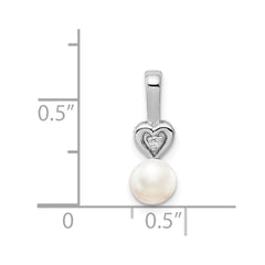 Sterling Silver Rhodium-plated FW Cultured Pearl & Diam. Pendant QBPD23JUN