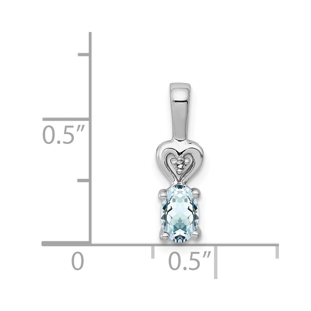 Sterling Silver Rhodium-plated Aquamarine & Diam. Pendant QBPD23MAR