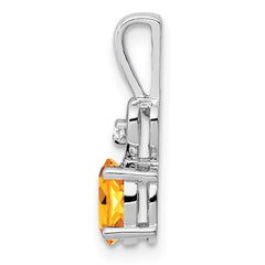 Sterling Silver Rhodium-plated Citrine & Diam. Pendant QBPD23NOV