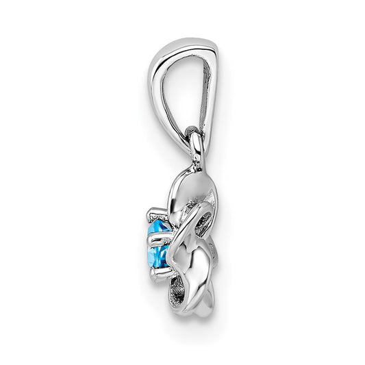 Sterling Silver Rhodium-plated Floral Blue Topaz Pendant QBPD30BT