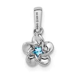 Sterling Silver Rhodium-plated Floral Blue Topaz Pendant QBPD30BT