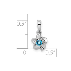 Sterling Silver Rhodium-plated Floral Blue Topaz Pendant QBPD30BT