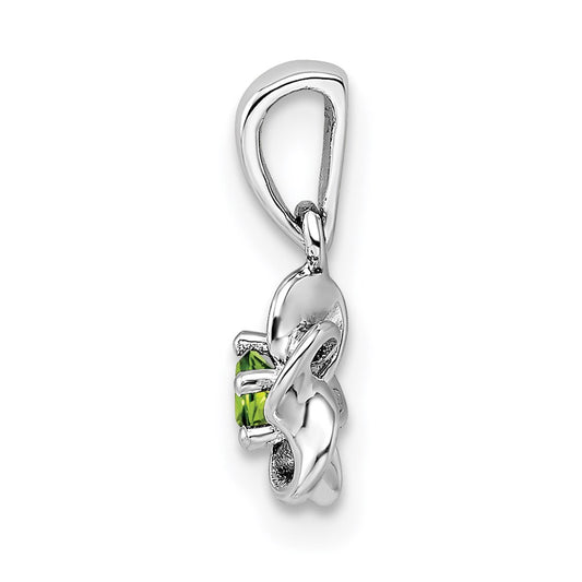 Sterling Silver Rhodium-plated Floral Peridot Pendant QBPD30PE