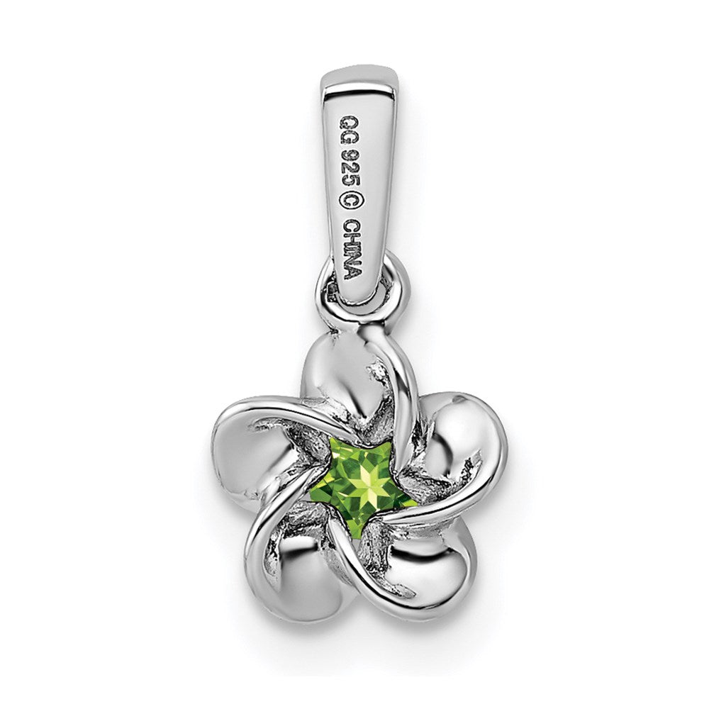 Sterling Silver Rhodium-plated Floral Peridot Pendant QBPD30PE