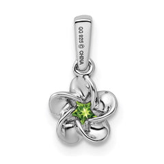 Sterling Silver Rhodium-plated Floral Peridot Pendant QBPD30PE
