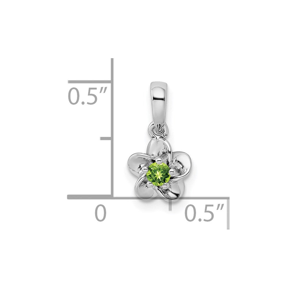 Sterling Silver Rhodium-plated Floral Peridot Pendant QBPD30PE
