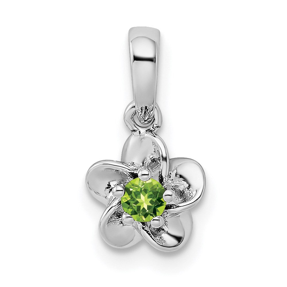 Sterling Silver Rhodium-plated Floral Peridot Pendant QBPD30PE