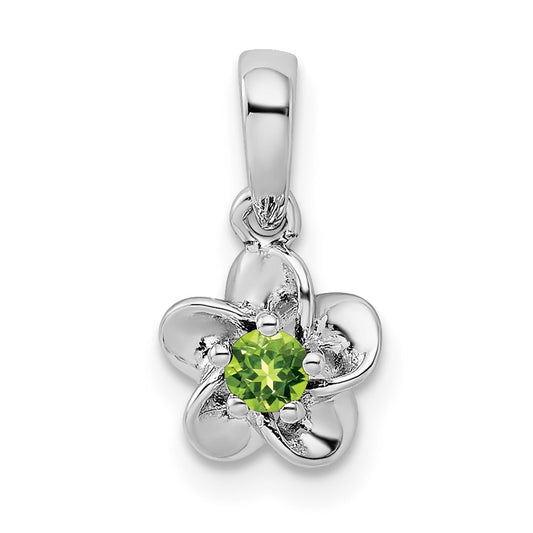 Sterling Silver Rhodium-plated Floral Peridot Pendant QBPD30PE