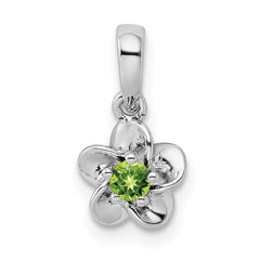 Sterling Silver Rhodium-plated Floral Peridot Pendant QBPD30PE