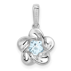 Sterling Silver Rhodium-plated Floral Aquamarine Pendant QBPD31MAR