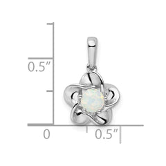 Sterling Silver Rhodium-plated Floral Created Opal Pendant QBPD31OCT