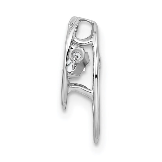 Sterling Silver Rhodium CZ Birthstone Vibrant Chain Slide QBPD32APR
