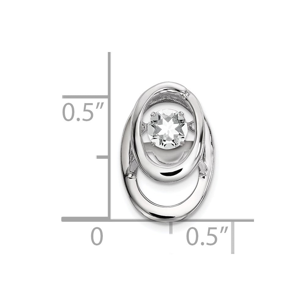 Sterling Silver Rhodium CZ Birthstone Vibrant Chain Slide QBPD32APR