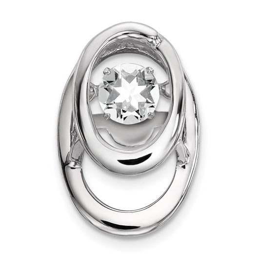 Sterling Silver Rhodium CZ Birthstone Vibrant Chain Slide QBPD32APR