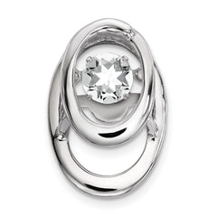 Sterling Silver Rhodium CZ Birthstone Vibrant Chain Slide QBPD32APR