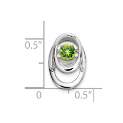 Sterling Silver Rhodium Peridot Birthstone Vibrant Chain Slide QBPD32AUG