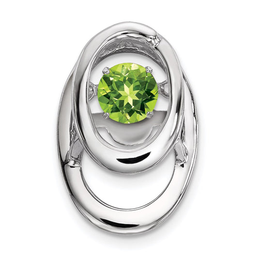 Sterling Silver Rhodium Peridot Birthstone Vibrant Chain Slide QBPD32AUG