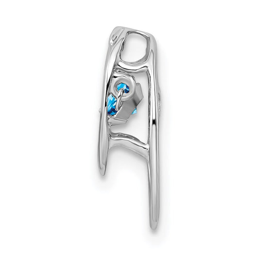 Sterling Silver Rhodium Blue Topaz Birthstone Vibrant Chain Slide QBPD32DEC