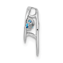Sterling Silver Rhodium Blue Topaz Birthstone Vibrant Chain Slide QBPD32DEC