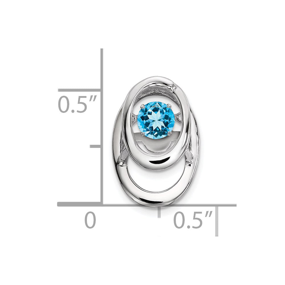 Sterling Silver Rhodium Blue Topaz Birthstone Vibrant Chain Slide QBPD32DEC