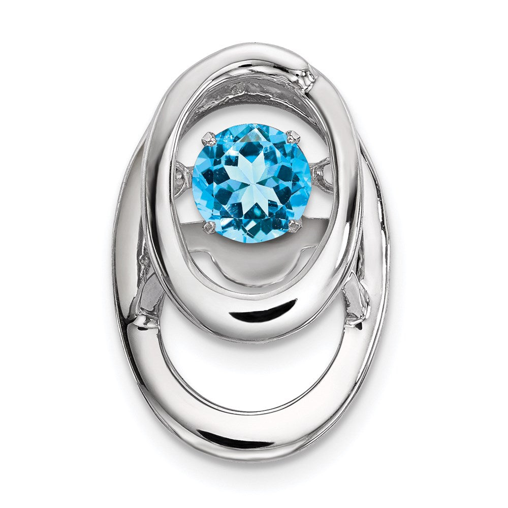 Sterling Silver Rhodium Blue Topaz Birthstone Vibrant Chain Slide QBPD32DEC