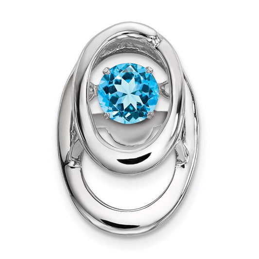 Sterling Silver Rhodium Blue Topaz Birthstone Vibrant Chain Slide QBPD32DEC