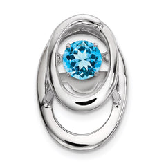 Sterling Silver Rhodium Blue Topaz Birthstone Vibrant Chain Slide QBPD32DEC
