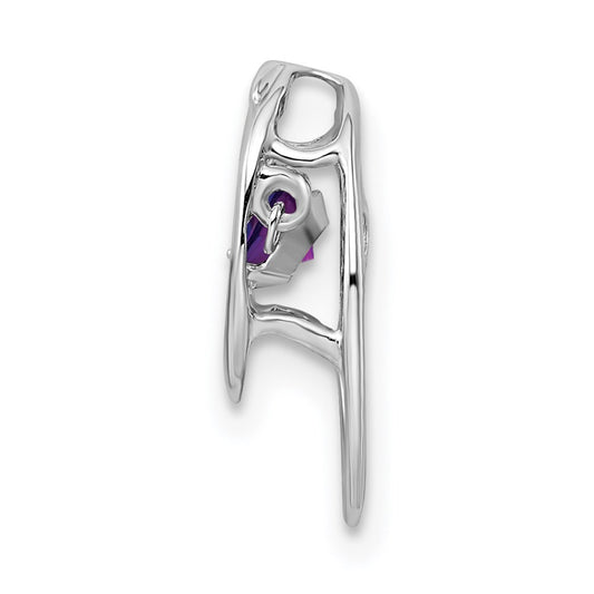 Sterling Silver Rhodium Amethyst Birthstone Vibrant Chain Slide QBPD32FEB