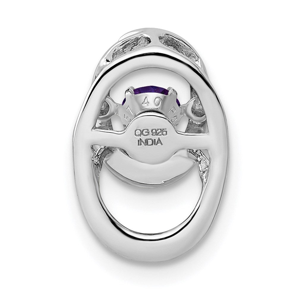 Sterling Silver Rhodium Amethyst Birthstone Vibrant Chain Slide QBPD32FEB