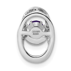 Sterling Silver Rhodium Amethyst Birthstone Vibrant Chain Slide QBPD32FEB