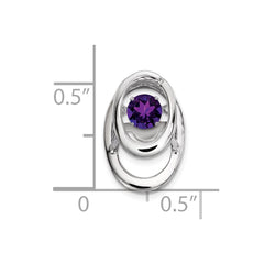 Sterling Silver Rhodium Amethyst Birthstone Vibrant Chain Slide QBPD32FEB