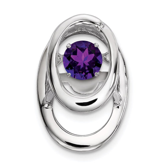 Sterling Silver Rhodium Amethyst Birthstone Vibrant Chain Slide QBPD32FEB