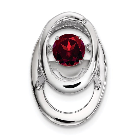Sterling Silver Rhodium Garnet Birthstone Vibrant Chain Slide QBPD32JAN