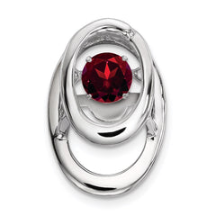Sterling Silver Rhodium Garnet Birthstone Vibrant Chain Slide QBPD32JAN
