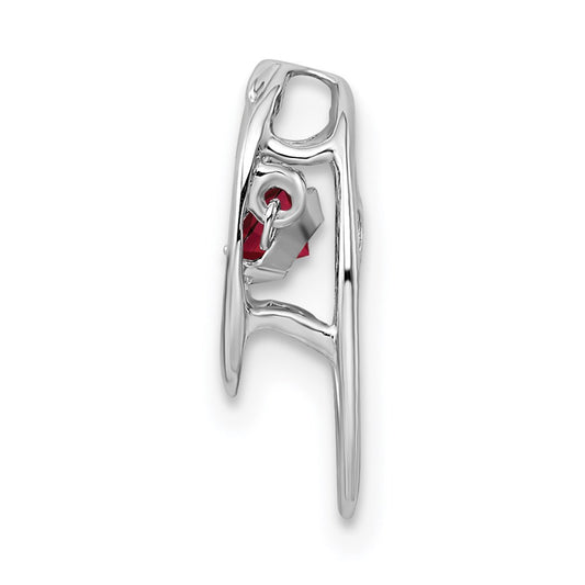 Sterling Silver Rhodium Plated Lab Created Ruby Birthstone Vibrant Chain Slide QBPD32JUL