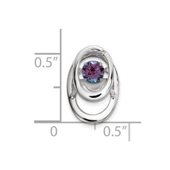 Sterling Silver Rhodium Created Alexandrite Birthstone Vibrant Chain Slide QBPD32JUN