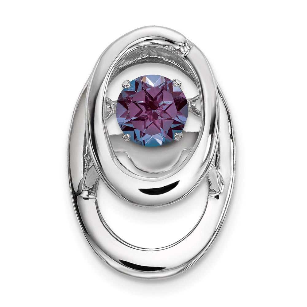 Sterling Silver Rhodium Created Alexandrite Birthstone Vibrant Chain Slide QBPD32JUN