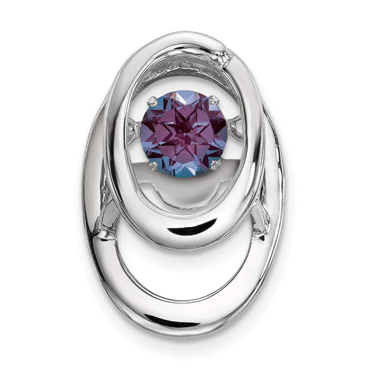 Sterling Silver Rhodium Created Alexandrite Birthstone Vibrant Chain Slide QBPD32JUN