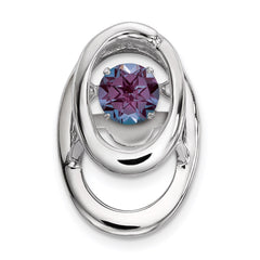 Sterling Silver Rhodium Created Alexandrite Birthstone Vibrant Chain Slide QBPD32JUN