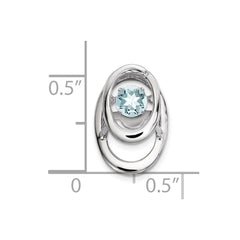 Sterling Silver Rhodium Aquamarine Birthstone Vibrant Chain Slide QBPD32MAR