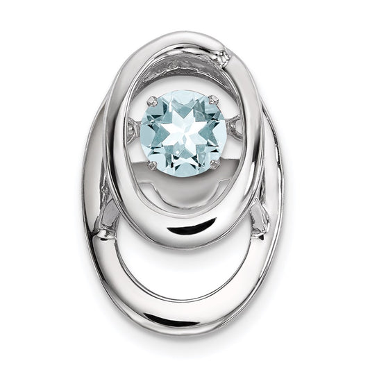 Sterling Silver Rhodium Aquamarine Birthstone Vibrant Chain Slide QBPD32MAR