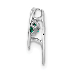 Sterling Silver Rhodium Created Emerald Birthstone Vibrant Chain Slide QBPD32MAY