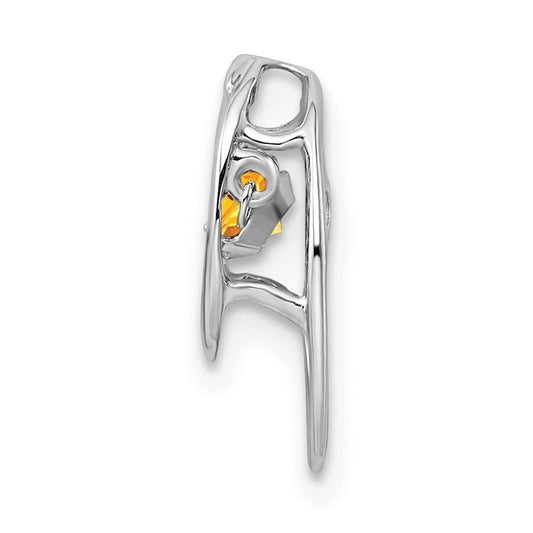 Sterling Silver Rhodium Citrine Birthstone Vibrant Chain Slide QBPD32NOV