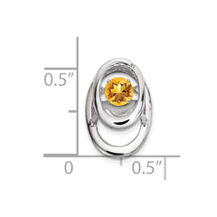 Sterling Silver Rhodium Citrine Birthstone Vibrant Chain Slide QBPD32NOV