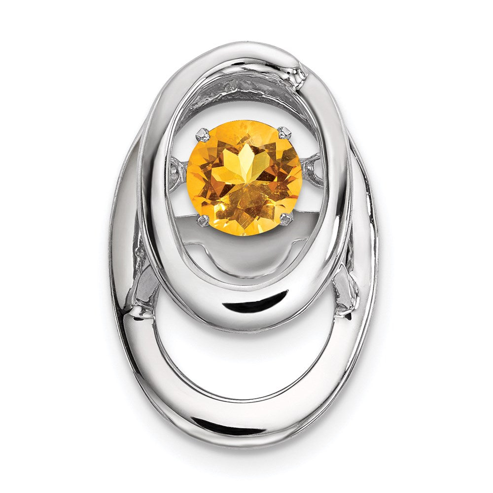 Sterling Silver Rhodium Citrine Birthstone Vibrant Chain Slide QBPD32NOV